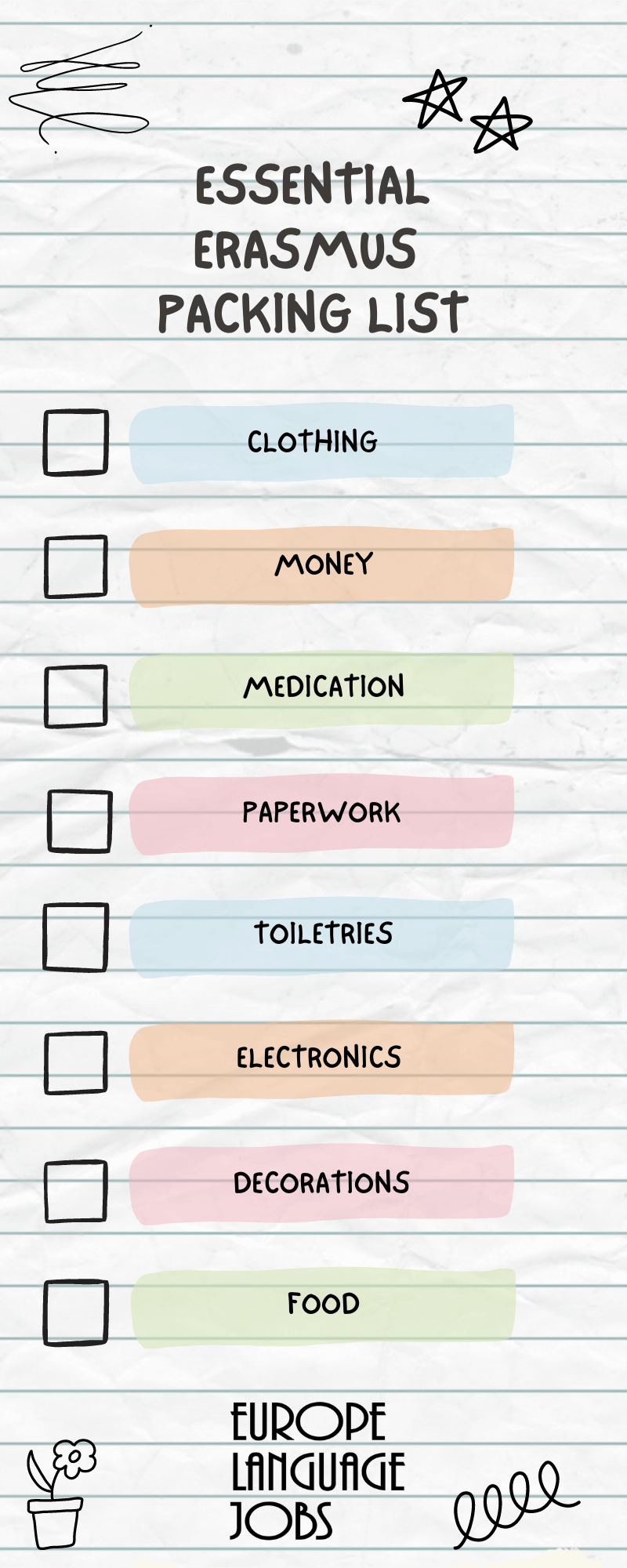 essential erasmus packing list infographic