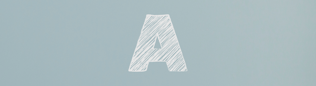 white letter A on grey background