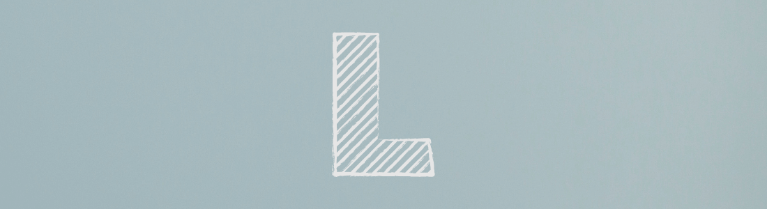 white letter L on grey background