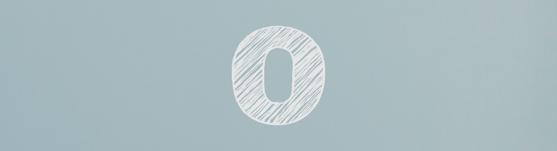 white letter O on grey background