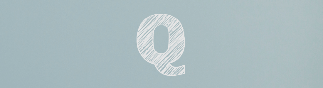 white letter Q on grey background