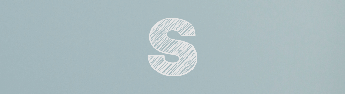 white letter S on grey background