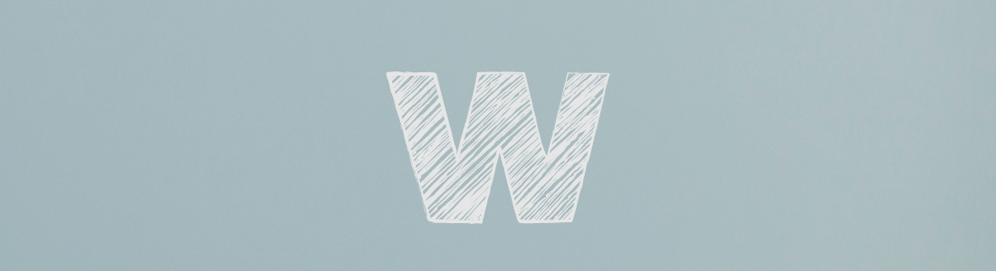 white letter W on grey background